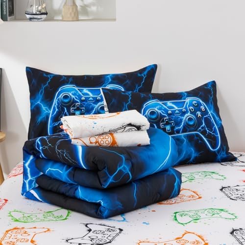 Gamer Comforter Set for Boys 3D Game Controller Design Twin Bedding