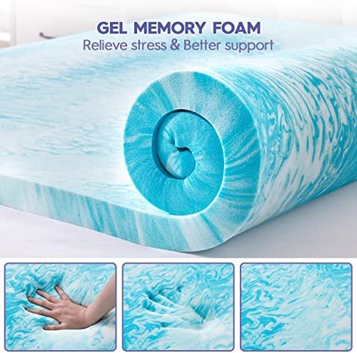 ABENE Queen Memory Foam Mattress Topper with Gel and Pillowtop Design