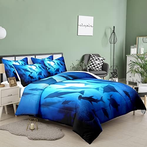 NINENINE Shark Bedding Set Queen Size for Kids Teens