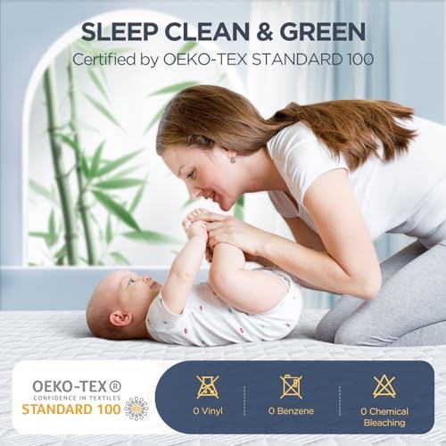 Novted Premium Waterproof Queen Mattress Protector with Silver-infused Bamboo Rayon 1