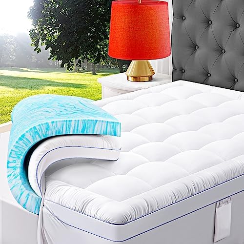 ABENE Queen Memory Foam Mattress Topper with Gel and Pillowtop Design