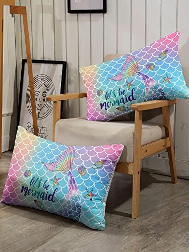 Datura Home 4Pcs Kids Rainbow Scales Mermaid Sheet Set for Boys Girls