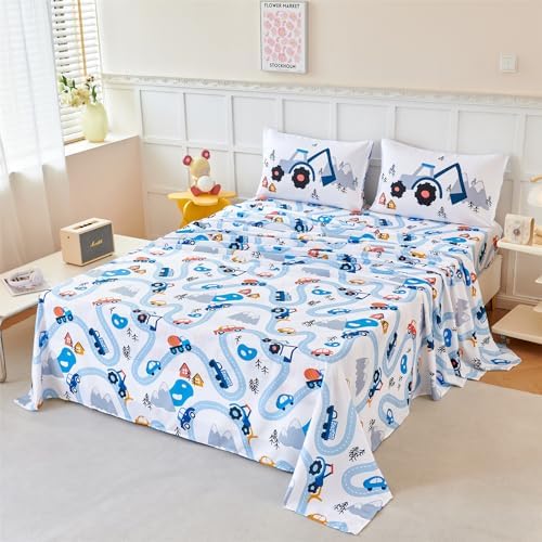 RYNGHIPY Kids Full Bed Sheet Set Cars Print for Boys