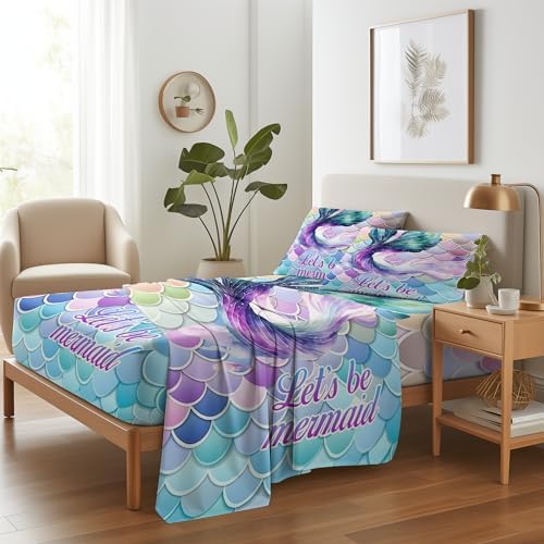 MASTERMARK Fish Tail Gradient Microfiber Comforter Set Cal King 4 Piece