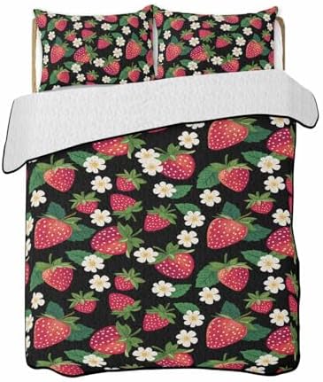 Stongaro Twin XL Strawberry Comforter Set 3 Pieces 1