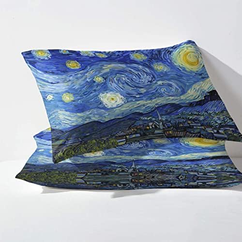 Cal King Duvet Cover Set Starry Night Pattern 3 Piece Microfiber Reversible