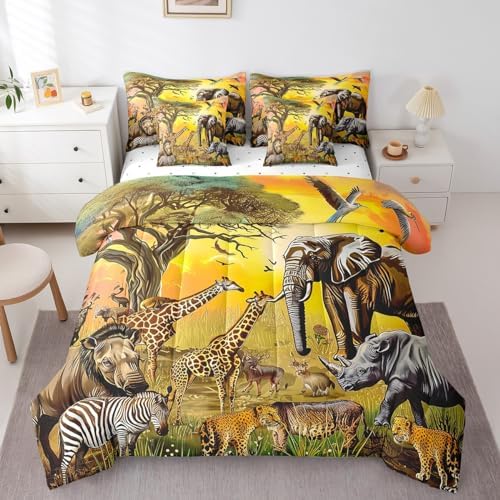 Erosebridal African Safari 7-Piece Comforter Set Queen Size
