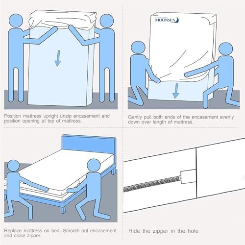 Moonsea Queen Mattress Protector 60x80 Waterproof Zippered Encasement