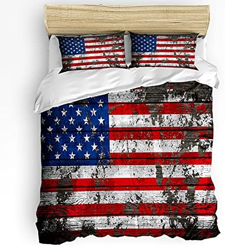 LooPoP 3PC Comforter Set American Flag Wrinkle Free