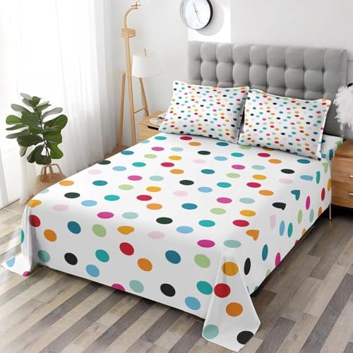 4 Pcs Fitted Sheet Set Full Size with Polka Dots