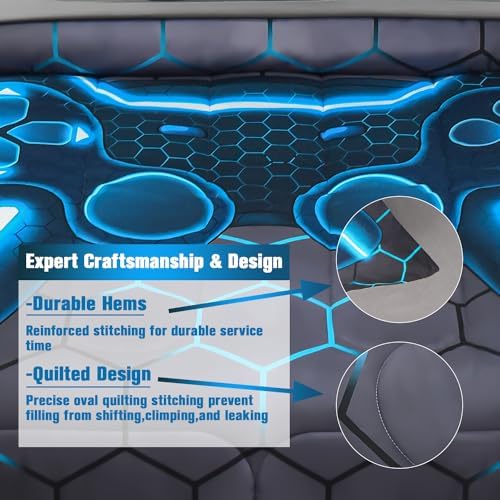Keyroal 6Pcs Gaming Themed Comforter Set Twin Size