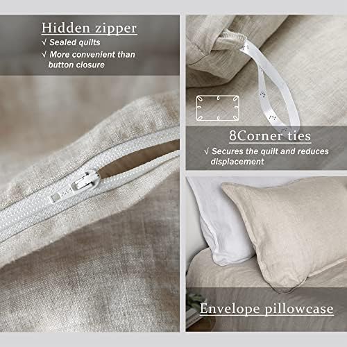 XZ XIFA Linen Duvet Cover Set Queen 3pc