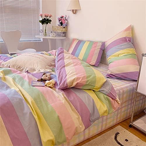 Koudi Rainbow Stripes Duvet Cover Set Queen