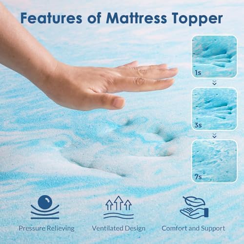 IULULU 3 Inch Gel Memory Foam Queen Mattress Topper