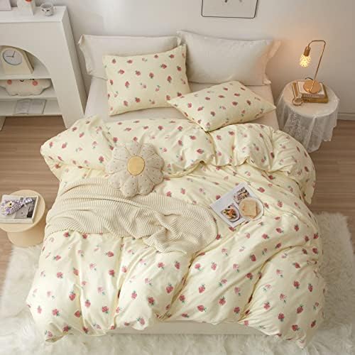 AOJIM Pure Cotton Duvet Cover Set with Strawberry Design
