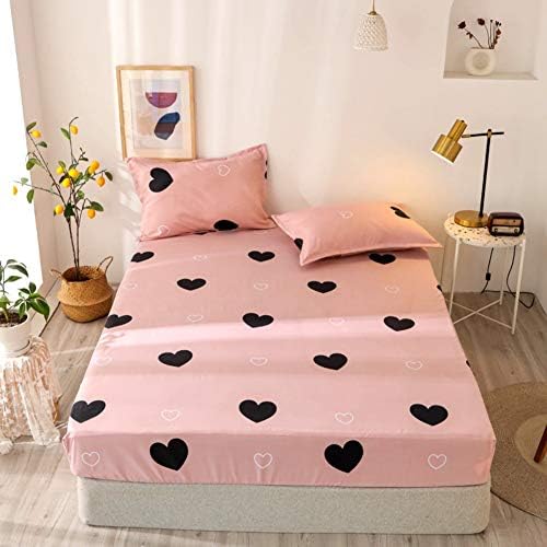 Girls Cute Heart Pattern Fitted Sheet Set Queen Size