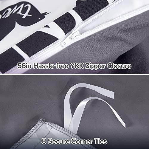 Sleep Zone Kids Duvet Cover Set Twin 2P - Black White Animals Soft Cozy