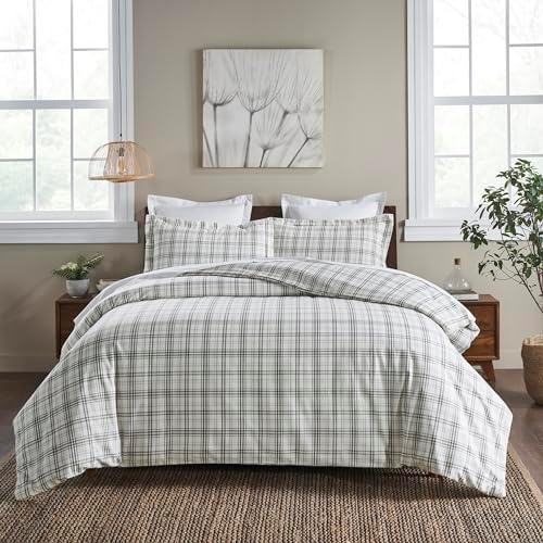 Superior Plaid Flannel Duvet Set Charcoal KingCalifornia King 1