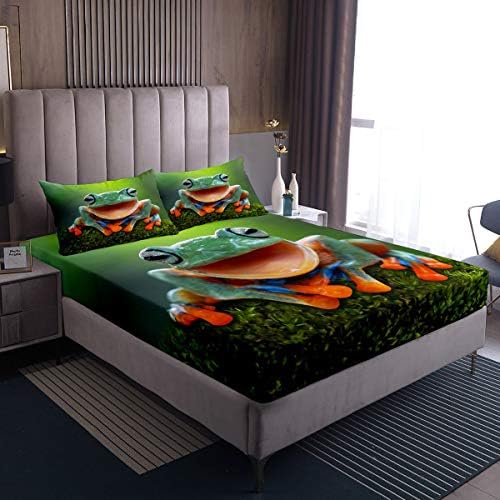 Feelyou Frog Bed Sheet Set Queen Size 3D Animal Theme