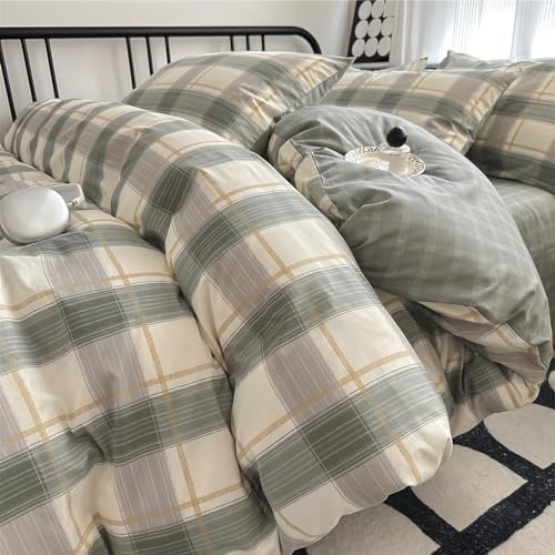 VM VOUGEMARKET Plaid Duvet Cover Set King with Zipper