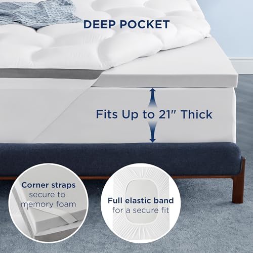 Bedsure Queen Mattress Topper 4 Inch Dual Layer