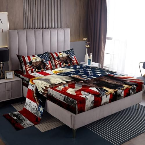 Feelyou American Flag Kids Bedding Set with Wild Animal Eagle Print