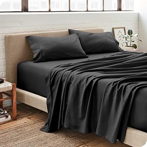 Bare Home Microfiber Sheet Set with Comforter Set Twin XL Black