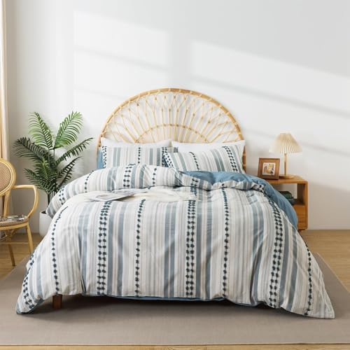 La Sheer Cal King Duvet Cover Set - Tufted Dots Boho Chic Bedding