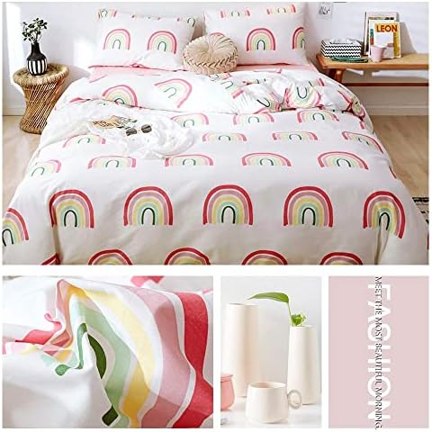 AMWAN Rainbow Duvet Cover Set Queen Kids