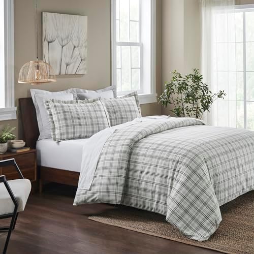 Superior Plaid Flannel Duvet Set Charcoal KingCalifornia King 1