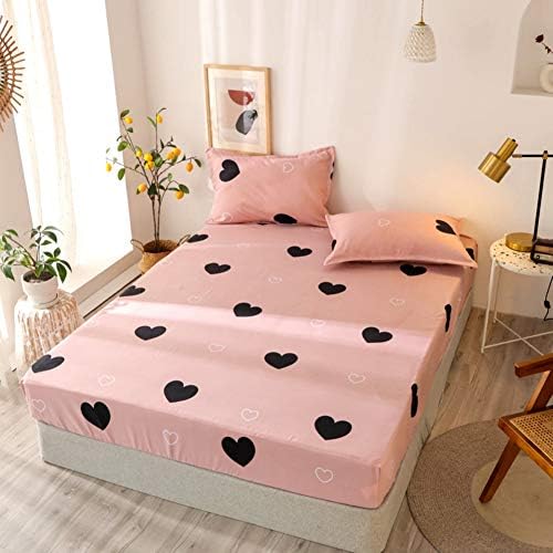 Girls Cute Heart Pattern Fitted Sheet Set Queen Size