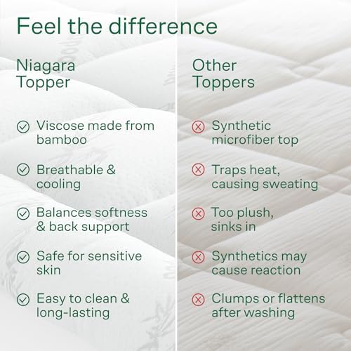 Niagara Viscose Bamboo Mattress Topper - Cooling Comfortable for Back Pain Relief