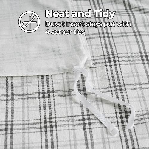 Superior Plaid Flannel Duvet Set Charcoal KingCalifornia King 1