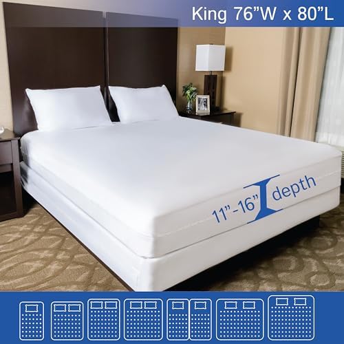 King Size Mattress Encasement Waterproof Zippered Bed Bug Protector