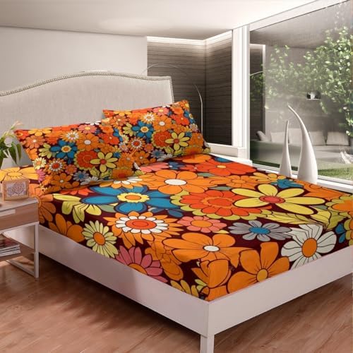 Feelyou Retro Floral Boho Bed Sheet Set 1