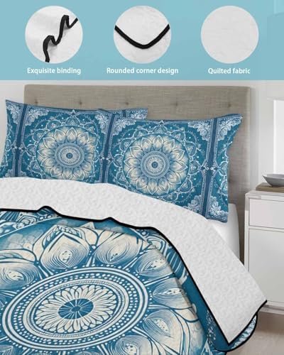 Stongaro Quilt Twin XL Navy Blue Set 3 Pieces Lightweight Bedding