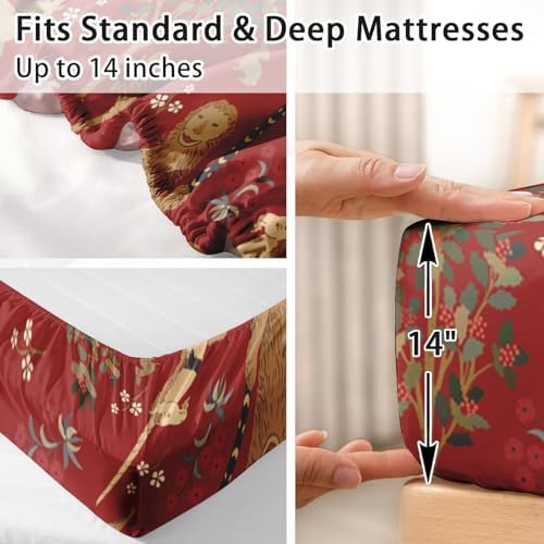 Pamnest Full Size Bed Sheet Set with Medieval Beige Lion Design