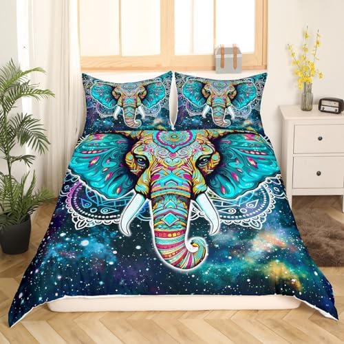 Feelyou Elephant Duvet Cover Set 3Pcs Zipper Queen Size