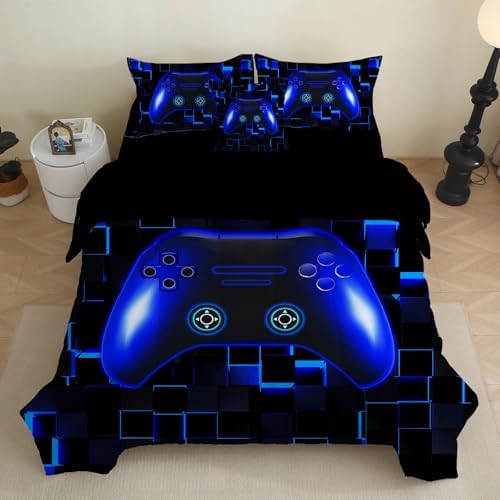PALENVILI Boys Gamer Comforter Set 6 Pieces Twin Blue 1