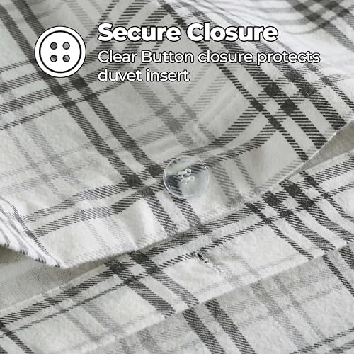 Superior Plaid Flannel Duvet Set Charcoal KingCalifornia King 1