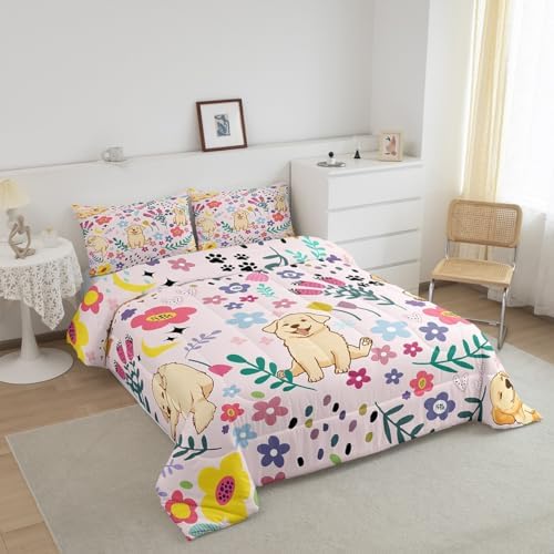 Erosebridal Queen Floral Cartoon Dog Bedding Set