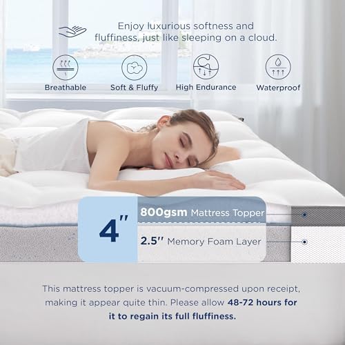 Bedsure Queen Mattress Topper 4 Inch Dual Layer