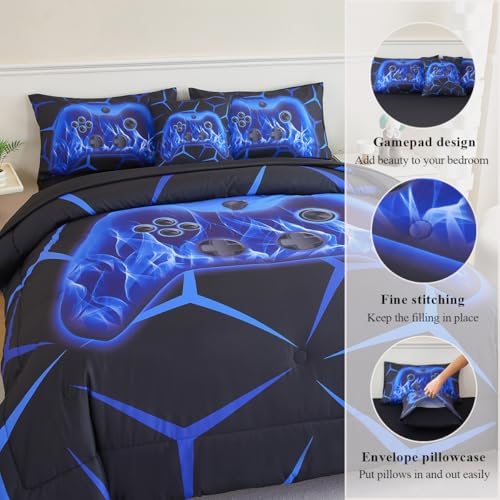 ZSYAYAHA 6 Piece Gamer Bed in a Bag Set for Kids