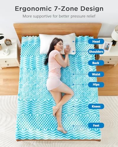 PERLECARE 3 Inch 7-Zone Queen Memory Foam Mattress Topper 1