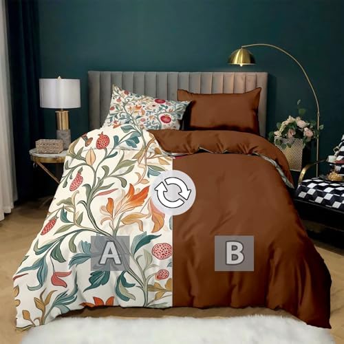 Floral Pomegranate Duvet Cover Set California King 104x98 Zipper Closure