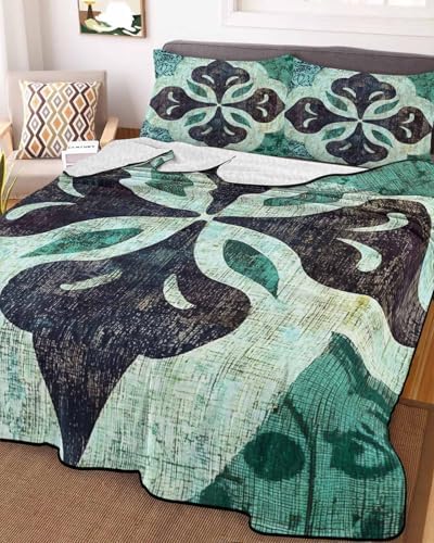 Stongaro Retro Abstract Quilt Comforter Set 3 Pieces Twin XL