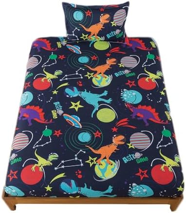 QJMIAOFANG Dinosaur Space Twin Bed Set 2 Pieces