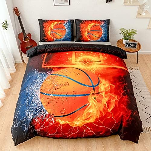 3D Sports Fire Basketball Bedding Set for Teen Boys