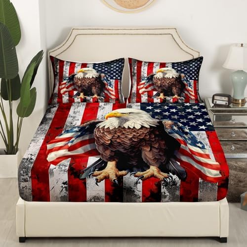 Feelyou American Flag Kids Bedding Set with Wild Animal Eagle Print