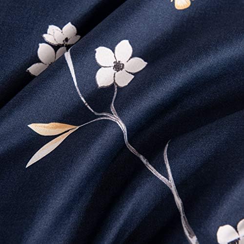 GETIANN Floral Duvet Cover Set King Navy Blue